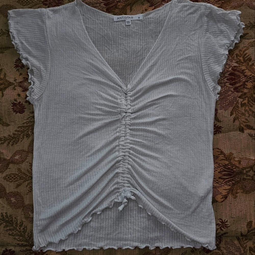 Antistar White Ruched Women's Top
